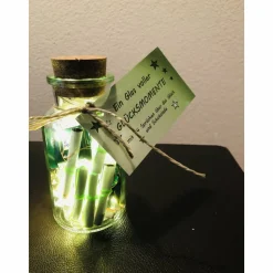 Glücksglas, Sprücheglas, Freundschaftsgeschenk - Dekoglas mit 24 Sprüchen und mit Beleuchtung