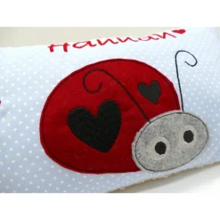 Glückskäfer Marienkäfer Namenskissen Kuschelkissen Kindergartenkissen Geburtsgeschenk Kinderkissen Taufgeschenk