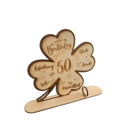 Glücksklee aus Holz - Happy Birthday