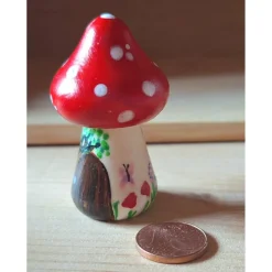 Glückspilz Pilz Haus Holzspielzeug – Handgemachtes Montessori Waldorf Deko Unikat Jahreszeitentisch