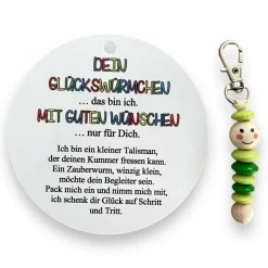 Glückswürmchen, Geschenk Einschulung, Sorgenwürmchen, Ranzenbaumler, Worry worm, Mutmacher, Glücksbringer, Holz