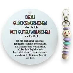 Glückswürmchen, Geschenk Einschulung, Sorgenwürmchen, Ranzenbaumler, Worry worm, Mutmacher, Glücksbringer, Holz