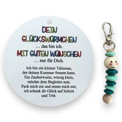 Glückswürmchen, Geschenk Einschulung, Sorgenwürmchen, Ranzenbaumler, Worry worm, Mutmacher, Glücksbringer, Holz