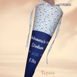 Glückwunsch zum Studium, Examen - Blau gestrichelt personalisierbar mit Namen