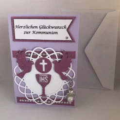Glückwunsch zur Kommunion Mädchen Karte mit abnehmbaren Schutzengel Grußkarte