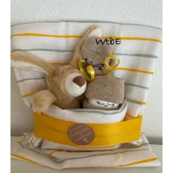 Glückwunsch zur Schwangerschaft!, für werdende Eltern, Häschen, kleine Windeltorte Hase, Geschenk zur Schwangerschaft