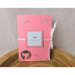 Glückwunschkarte - Popupkarte zur Kommunion - Konfirmation - Taufe, Rosa personalisiert