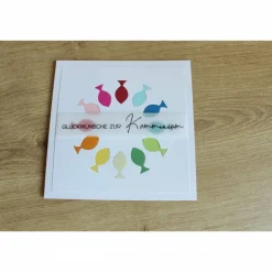 Glückwunschkarte für Konfirmation oder Kommunion "Regenbogenfische" aus der Manufaktur Karla