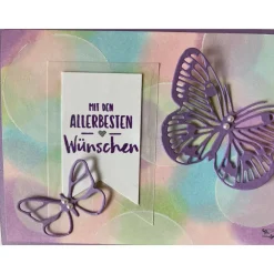 Glückwunschkarte für viele Anlässe mit Schmetterlingen+ Grußtext Bokeh -Technik 3D