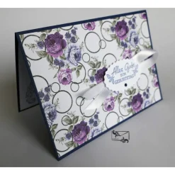 Glückwunschkarte Geburtstag  Floral Fliederfarben Karte Handgefertigt  Unikat