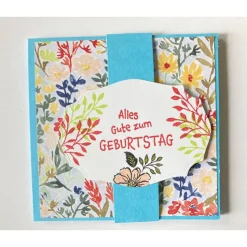 Glückwunschkarte Geburtstagskarte  Geldkarte  Gutscheinverpackung - Blau/Bunt Handarbeit Stampin Up