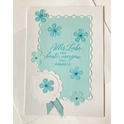 Glückwunschkarte Geburtstagskarte Handarbeit Handgefertigt Babyblau  Karte UNIKAT