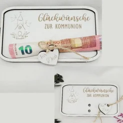 Glückwunschkarte Geldkarte Kommunion Geschenkkarte Holzkarte