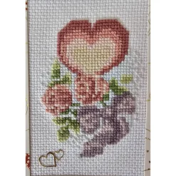 Glückwunschkarte, Gestickte Grußkarte, Klappkarte, Handarbeit