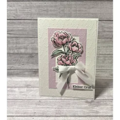 Glückwunschkarte Grußkarte Geburtstagskarte „kleiner Gruß“ Pfingstrosen Blumen Floral Handmade Stampin‘ Up!