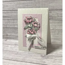 Glückwunschkarte Grußkarte Geburtstagskarte „kleiner Gruß“ Pfingstrosen Blumen Floral Handmade Stampin‘ Up!