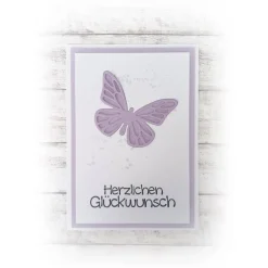 Glückwunschkarte "Herzlichen Glückwunsch" mit Schmetterling, in lila   |   Handmade
