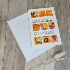 Glückwunschkarte "Herzlichen Glückwunsch" Aquarell