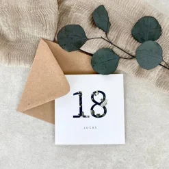 Glückwunschkarte Klappkarte QUADRAT EDDY 18 Geburtstag personalisiert + Briefumschlag