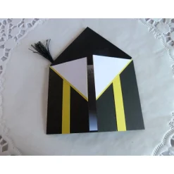 Glückwunschkarte, Klappkarte zur Promotion, Master, Bachelor, Abitur, mit klappbaren Doktorhut, Doktorhutkarte