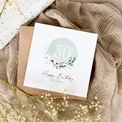 Glückwunschkarte Klappkarte QUADRAT EDITA 18 - 30 - 40 -50 - 60 Geburtstag personalisiert + Briefumschlag