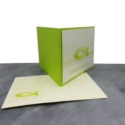 Glückwunschkarte Kommunion, Konfirmation & Firmung – Fisch Maigrün, handgemacht, mit Umschlag & Einlegeblatt