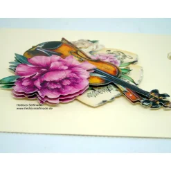 Glückwunschkarte mit Geige in 3-D-Optik