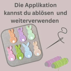 Glückwunschkarte mit Hase mit persönlichem Text - Handgemachte Osterkarte für Kinder, Karte mit Hasen Aufnäher