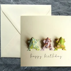 Glückwunschkarte mit Origami Fröschen