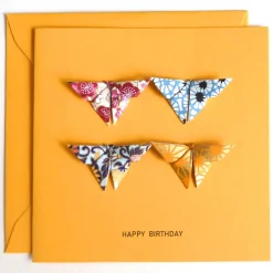 Glückwunschkarte mit Origami Schmetterlinge