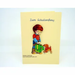 Glückwunschkarte #Schuleinführung #Junge mit Hund  #3-D