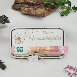 Glückwunschkarte Wunscherfüller Geldkarte Holz Geld Karte Holkarte Geschenkkarte Geschenk  FLoral Weihnachten Geburtstag