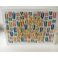 Glückwunschkarte zum Geburtstag mit Grusstext in Handarbeit gefertigt aus Karton  UNIKAT