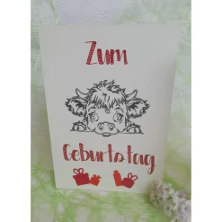 Glückwunschkarte zum Geburtstag - die kleine Kuh gratuliert