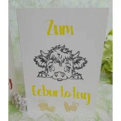 Glückwunschkarte zum Geburtstag - die kleine Kuh gratuliert
