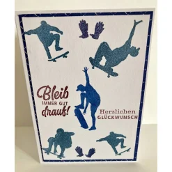 Glückwunschkarte zum Geburtstag für Skatboarding Trendsport Handarbeit