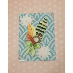 Glückwunschkarte zum Geburtstag, Feder, Brosche, Geburtstagskarte