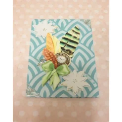 Glückwunschkarte zum Geburtstag, Feder, Brosche, Geburtstagskarte