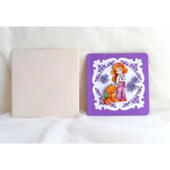 Glückwunschkarte zum Schulanfang Mädchen mit Bär lila-creme (6)