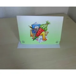 Glückwunschkarte zum Schulanfang mit 3-D-Motiv Schultüte – Unikat, handgemacht, 10,5 x 15,5 cm
