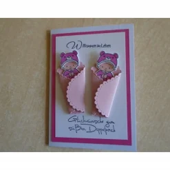 Glückwunschkarte zur Geburt Taufe Zwillinge Mädchen Geburtskarte Babykarte Glückwunsch Grußkarte