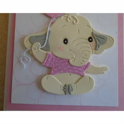 Glückwunschkarte zur Geburt Taufe Mädchen Babykarte Geburtskarte Elefant Rosa