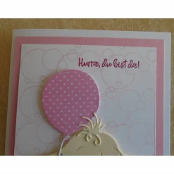 Glückwunschkarte zur Geburt Taufe Mädchen Babykarte Geburtskarte Elefant Rosa