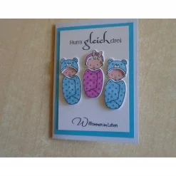 Glückwunschkarte zur Geburt Drillinge Jungen Mädchen Geburtskarte Babykarte nach Wahl Glückwunsch