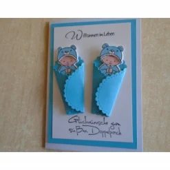 Glückwunschkarte zur Geburt Taufe Zwillinge Jungen Geburtskarte Babykarte Glückwunsch Grußkarte Glückwünsche