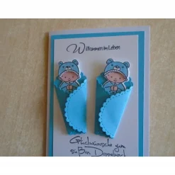 Glückwunschkarte zur Geburt Taufe Zwillinge Jungen Geburtskarte Babykarte Glückwunsch Grußkarte Glückwünsche