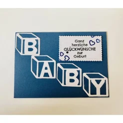 Glückwunschkarte zur Geburt , Blau/Weiß, Handarbeit , Junge, Stampin'Up!