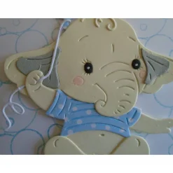 Glückwunschkarte zur Geburt Taufe Junge Babykarte Geburtskarte Elefant Hellblau