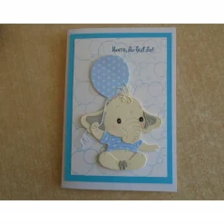 Glückwunschkarte zur Geburt Taufe Junge Babykarte Geburtskarte Elefant Hellblau