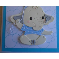 Glückwunschkarte zur Geburt Taufe Junge Babykarte Geburtskarte Elefant Hellblau